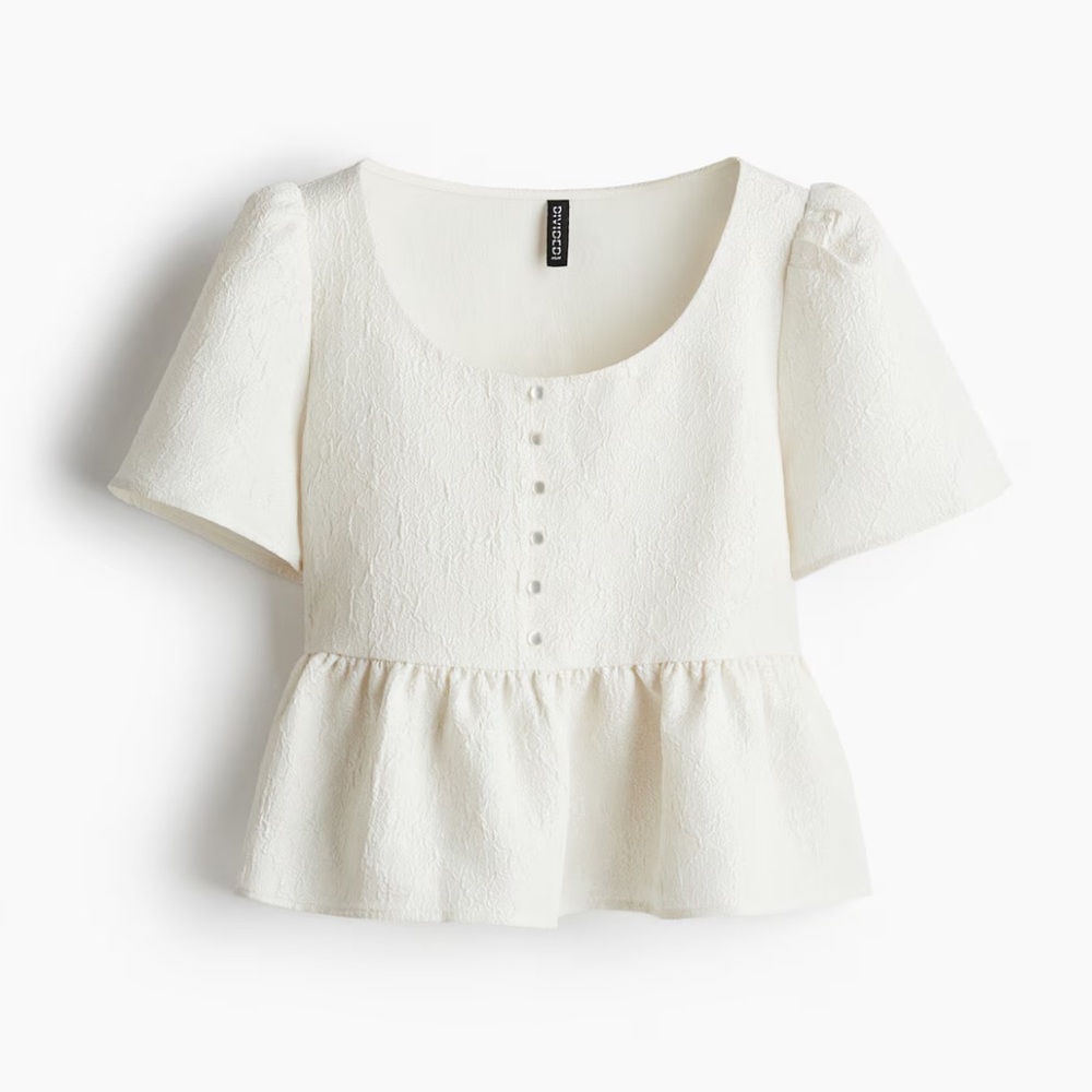 Black H&M Peplum Brocade Blouse